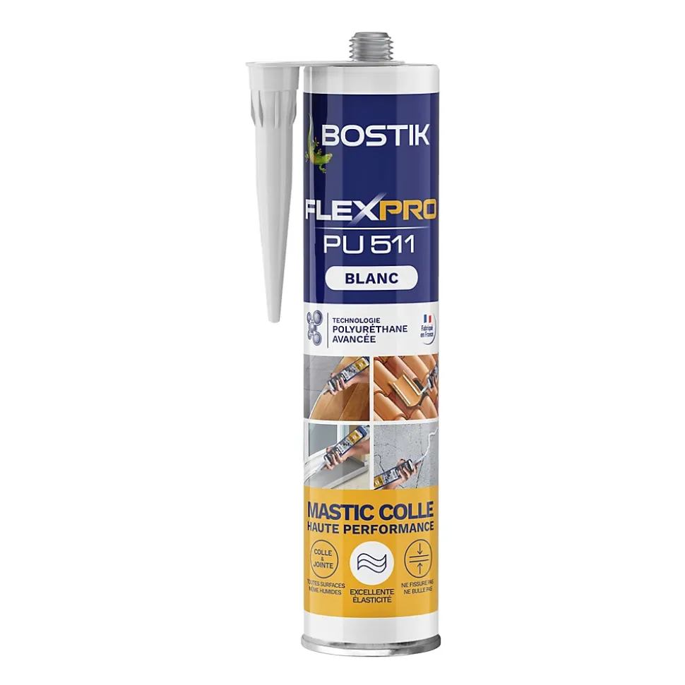 Mastic colle haute performance BOSTIK Flexpro pu 511 300 ml blanc