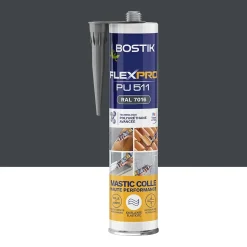 Mastic colle haute performance BOSTIK Flexpro pu 511, 300 ml gris anthracite RAL7016