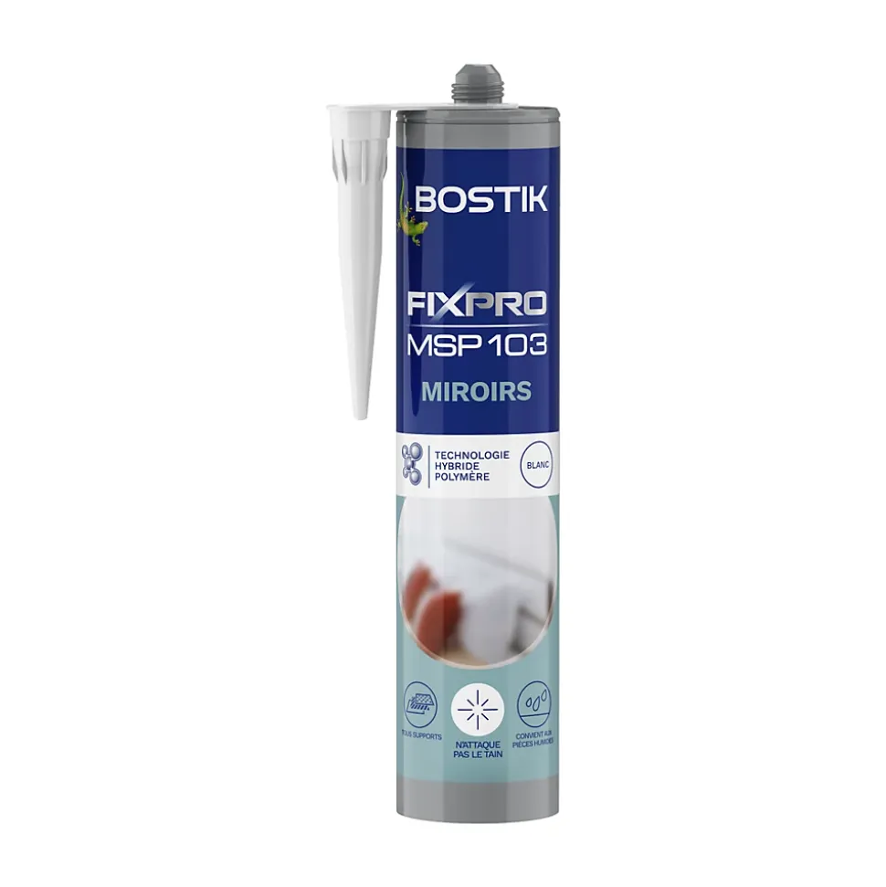 Mastic colle miroirs Bostik 290 ml coloris blanc