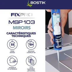 Mastic colle miroirs Bostik 290 ml coloris blanc
