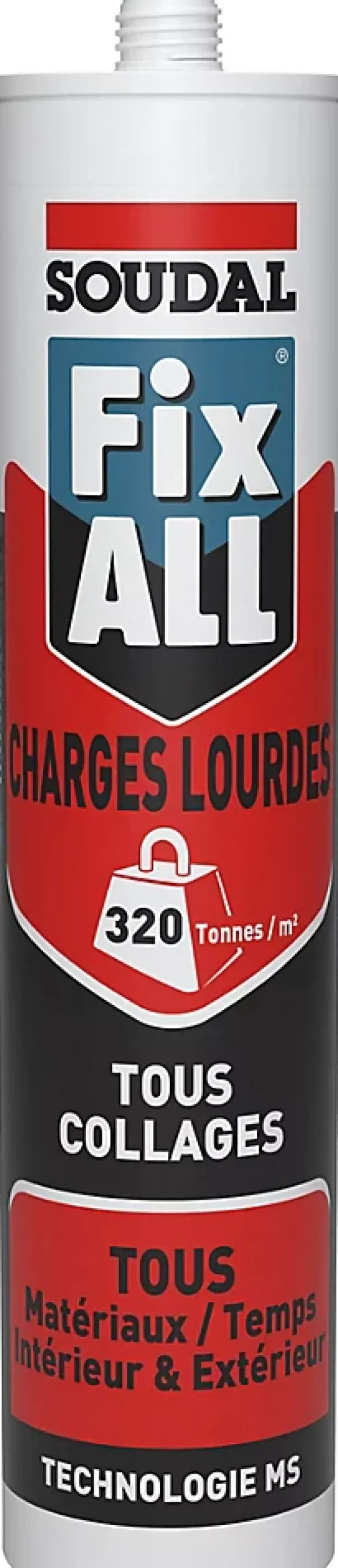 Mastic colle Soudal Fixall charges lourdes blanc 290ml