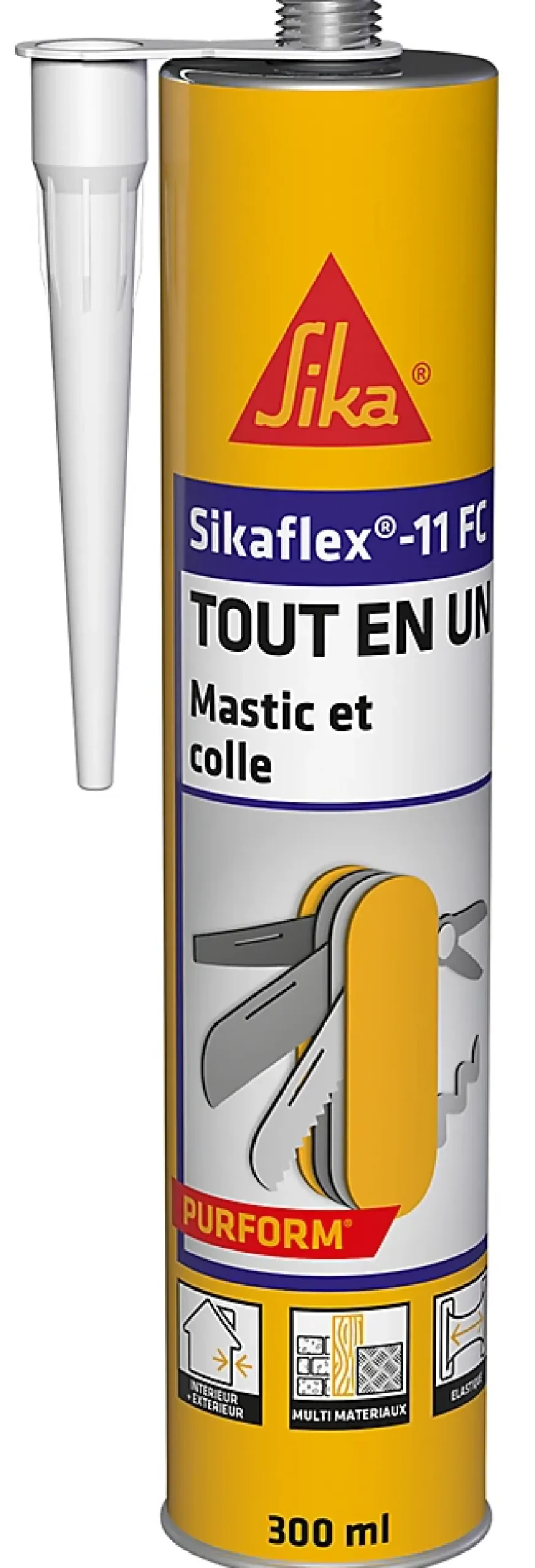 Mastic colle tout en un Sikaflex 11FC, Blanc