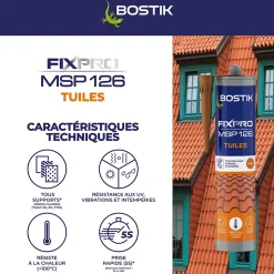 Mastic colle tuiles Bostik 290 ml coloris brique