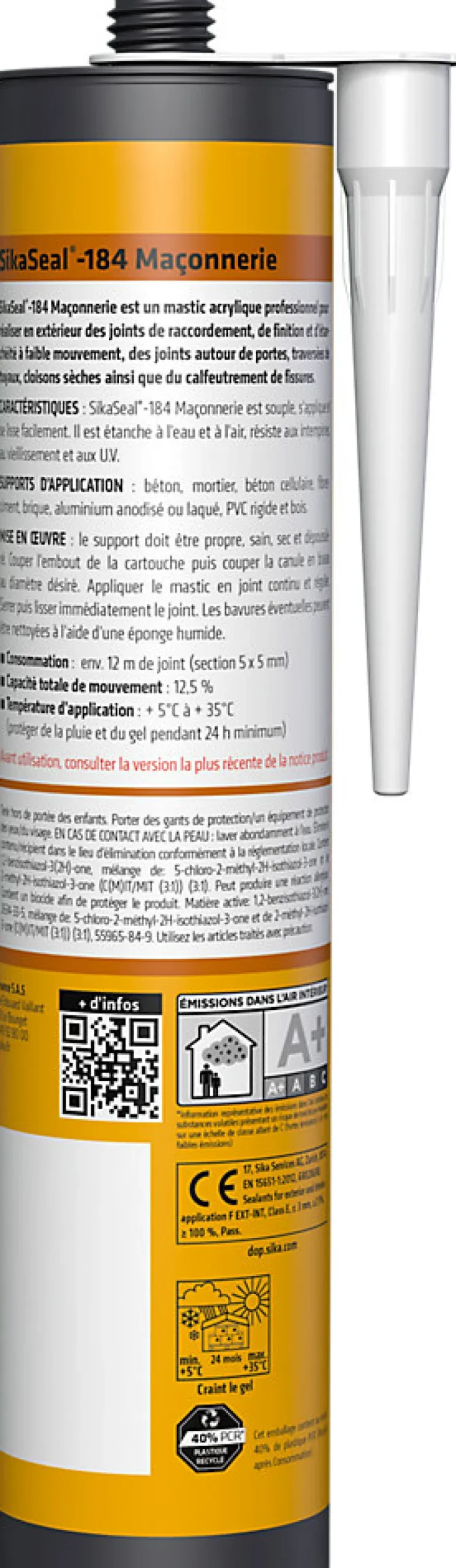 Mastic d'étanchéité SikaSeal 184 maçonnerie 300ml
