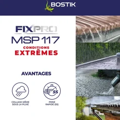 Mastic hybride polymère haute performance Bostik Fixpro conditions extrêmes 290 ml