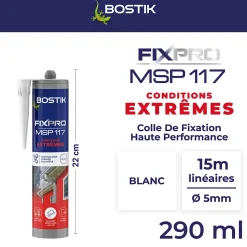 Mastic hybride polymère haute performance Bostik Fixpro conditions extrêmes 290 ml