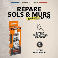 Mastic polyester Sintopierre rouge en tube de 66 ml