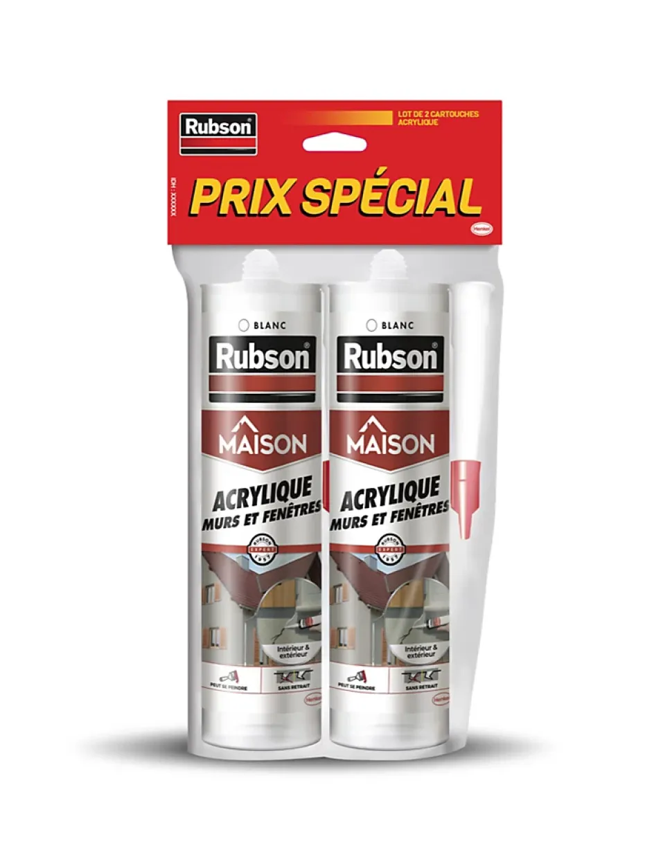 Mastic Rubson Maison Acrylique Murs-Fenêtres blanc cartouche 280ml vendu par 2