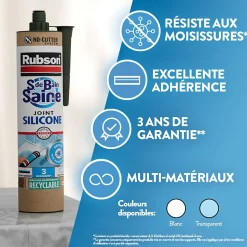 Mastic Rubson Sanitaire Salle de bains Saine Mastic blanc cartouche 280ml