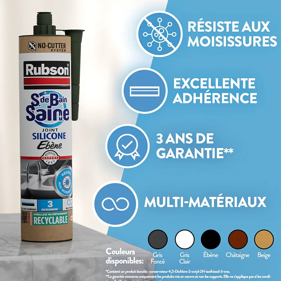 Mastic Rubson Sanitaire Salle de bains Saine granite cartouche 280ml