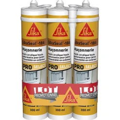 Mastic SikaSeal 184 maçonnerie blanc 300 ml vendu par 3 pièces