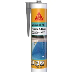 Mastic silicone spécial immersion Gris SikaSeal 163 Piscine 300mL Sika