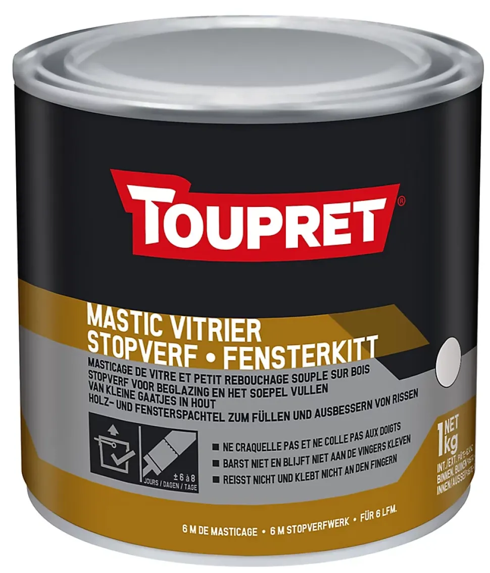 Mastic vitrier blanc Toupret pot 1 kg