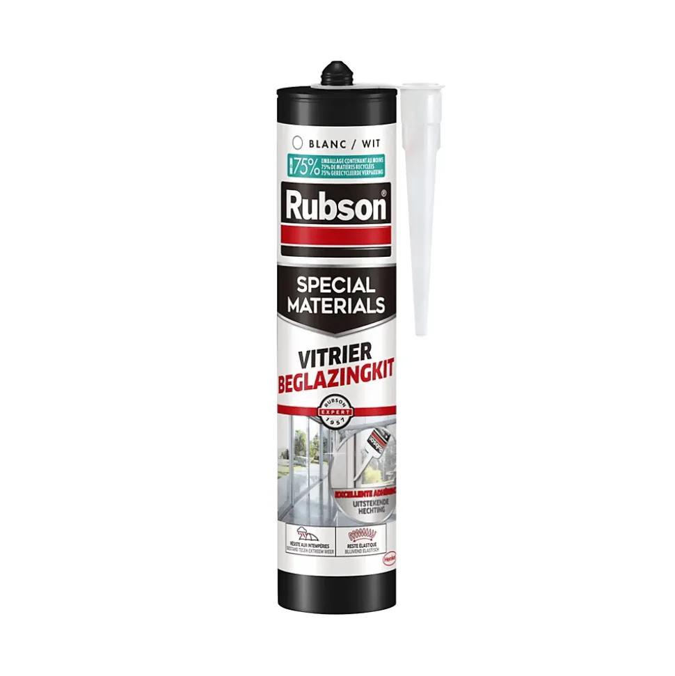 Mastic vitrier coloris blanc 280ml Rubson