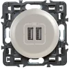 Mécanisme de prise double chargeur USB Legrand Céliane titane