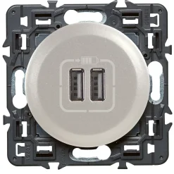 Mécanisme de prise double chargeur USB Legrand Céliane titane