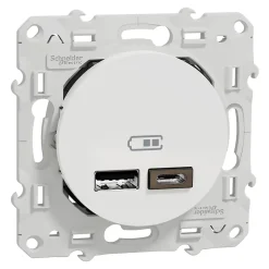 Mécanisme double chargeur usb A + C 12W Schneider Electric Odace blanc