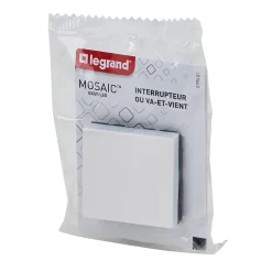 Mécanisme interrupteur va-et-vient à voyant Legrand Mosaïc blanc, 2 modules