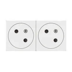 Mécanisme prise 2 pôles + terre Legrand Mosaïc blanc, 2 prises