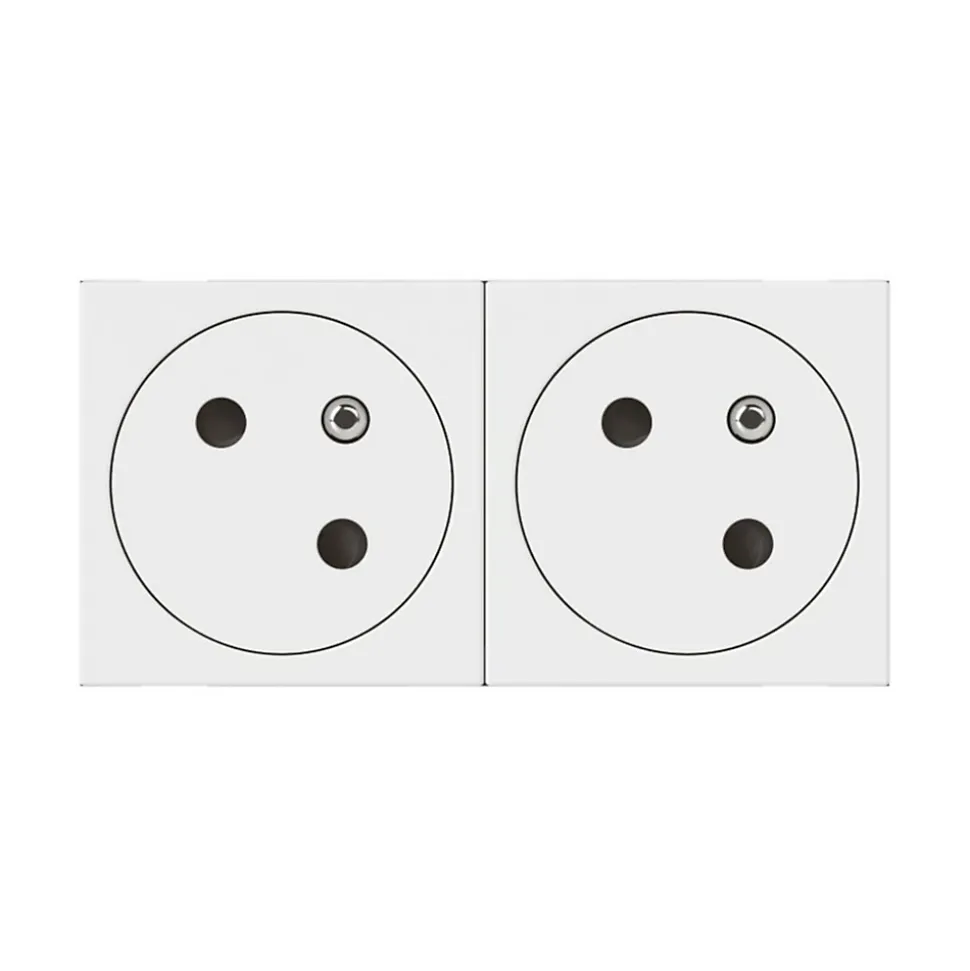 Mécanisme prise 2 pôles + terre Legrand Mosaïc blanc, 2 prises