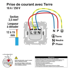Mécanisme prise avec terre affleurante Schneider Electric Unica Déco blanc