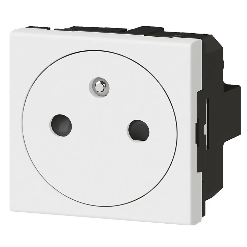 Mécanisme prise 2pôles+terre affleurante 2 modules Legrand Mosaïc