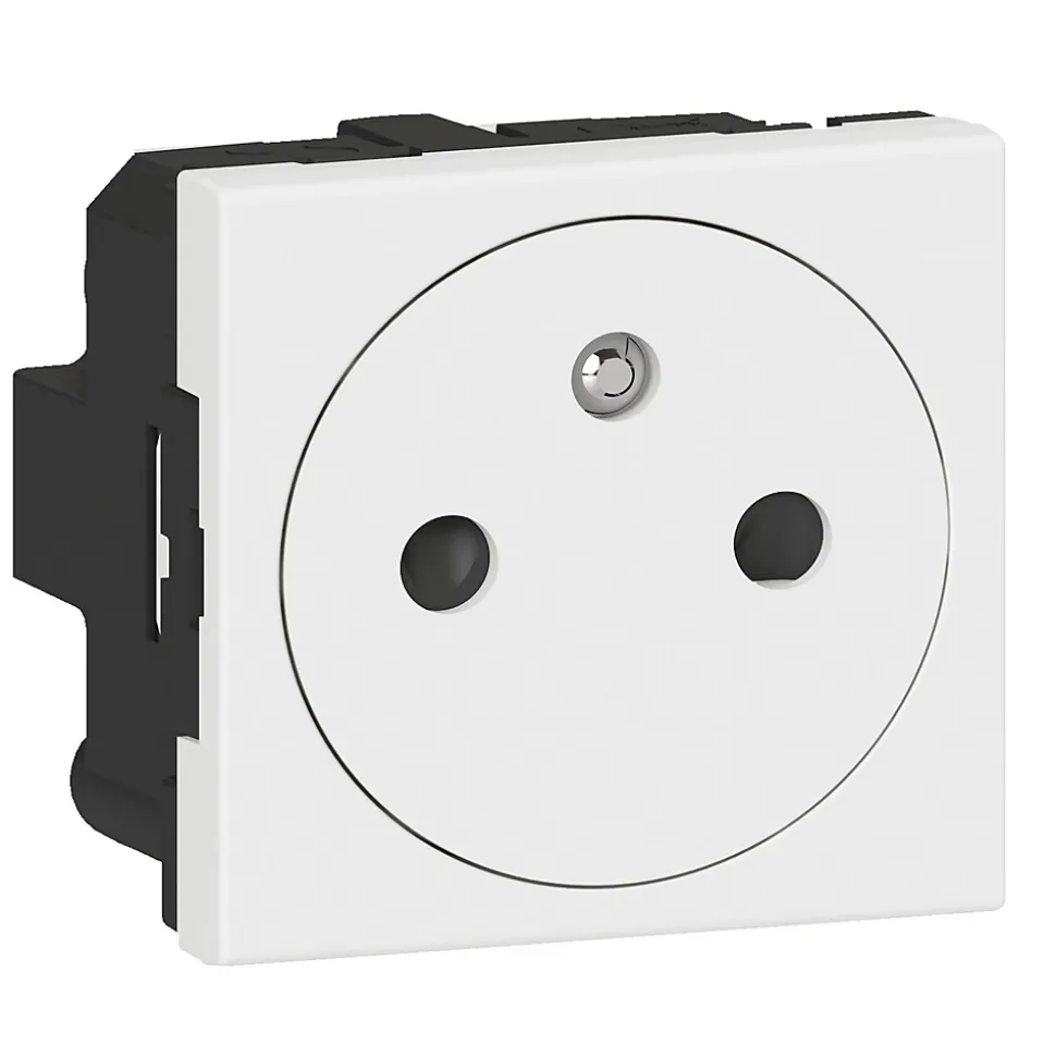 Mécanisme prise 2pôles+terre affleurante 2 modules Legrand Mosaïc