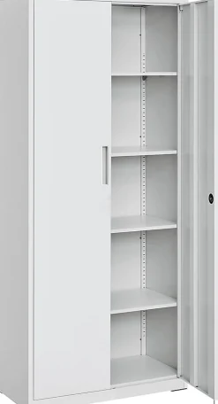 Meuble de Rangement Bureau, en Acier, Placard, avec 5 Étagères, Doubles Portes, Serrure, Armoire à Outils, Étagères Réglables