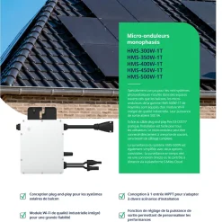 Micro-onduleur 500W Wifi Hoymiles + Câble + Rallonges