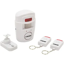 Mini alarme avec détecteur de présence et deux télécommandes. Blanc