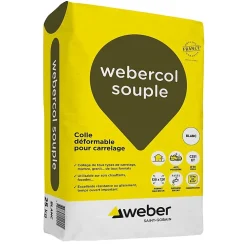 Mortier - colle déformable pour carrelage (C2 et S1) - WEBER COLLE SOUPLE - Sac de 25 Kg - Gris