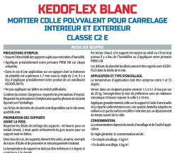 Mortier Colle Polyvalent pour Carrelage Kedoflex Blanc Semin, Intérieur/Extérieur, sac de 25 kg, lot de 2
