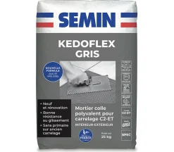 Mortier Colle Polyvalent pour Carrelage Kedoflex Gris Semin, Intérieur/Extérieur, sac de 25 kg