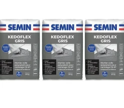 Mortier Colle Polyvalent pour Carrelage Kedoflex Gris Semin, Intérieur/Extérieur, sac de 25 kg, lot de 3