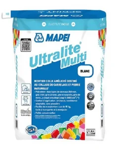 Mortier colle ULTRALITE MULTI - Blanc - sac de 15kg