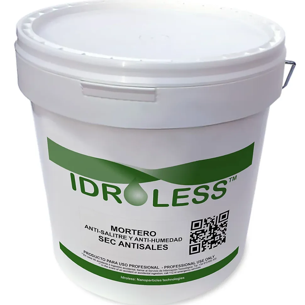 Mortier sec anti-sel (20 kg). Crée une couche isolante sur le mur qui empêche l'apparition de taches de sel causées par l'humidité