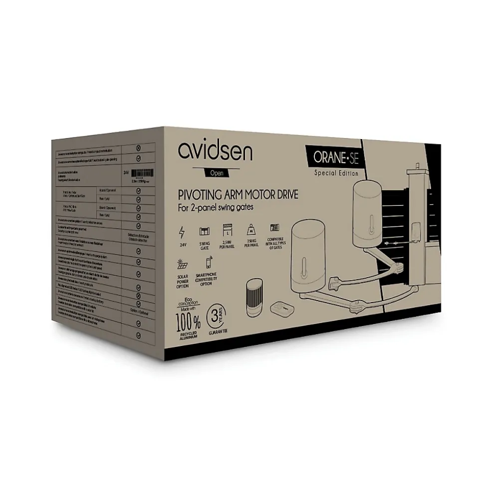 Motorisation connectée à bras Avidsen Orane SE pour portail battant