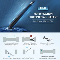Motorisation Portail Battant 220V/24V Double Bras pour 1 Vantail Jusqu'à 300KG 5,5M avec 2 Télécommandes Moteur DC