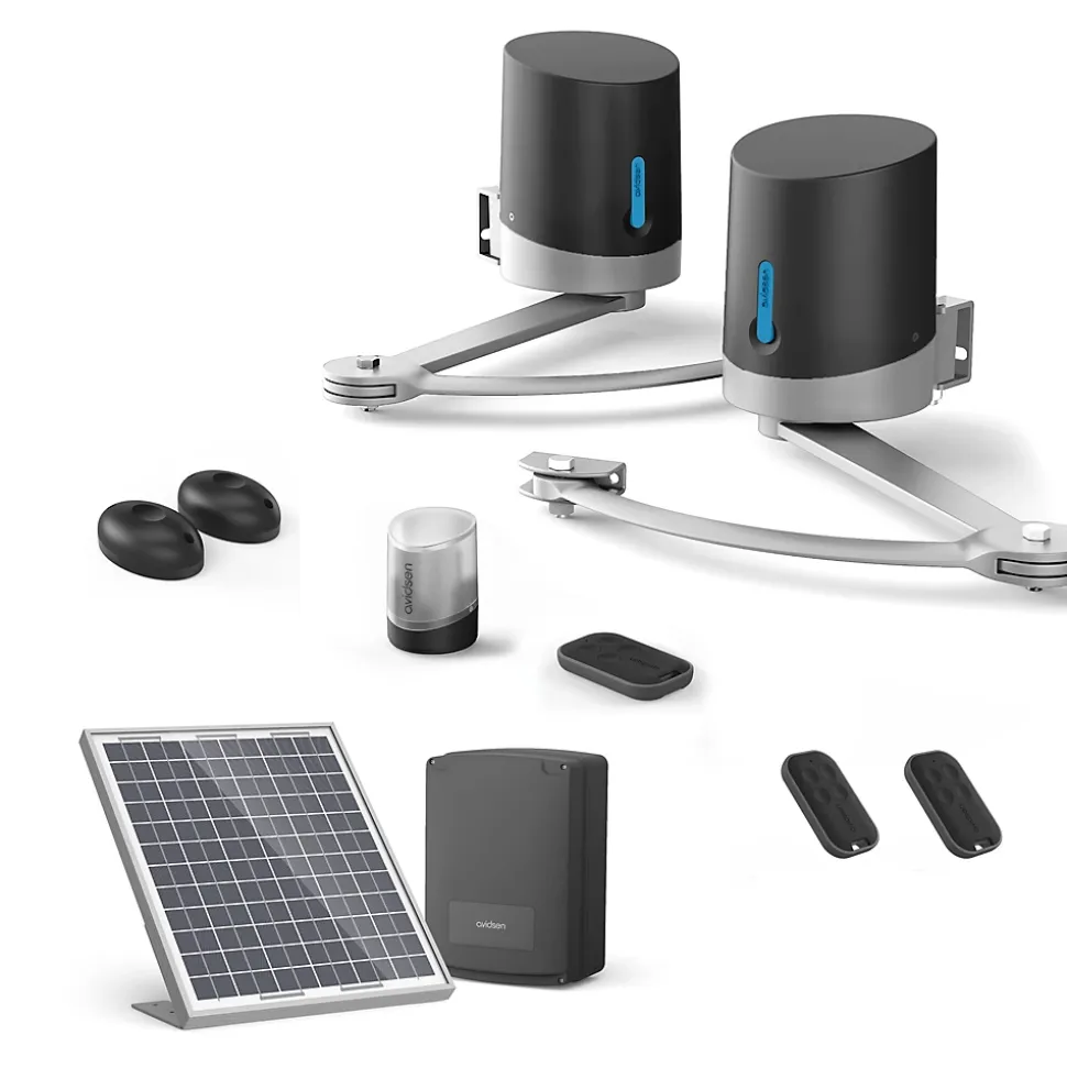 Motorisation pour portail à battants Avidsen ORANE SE + kit solaire + 2 télécommandes supplémentaires (3 en tout)