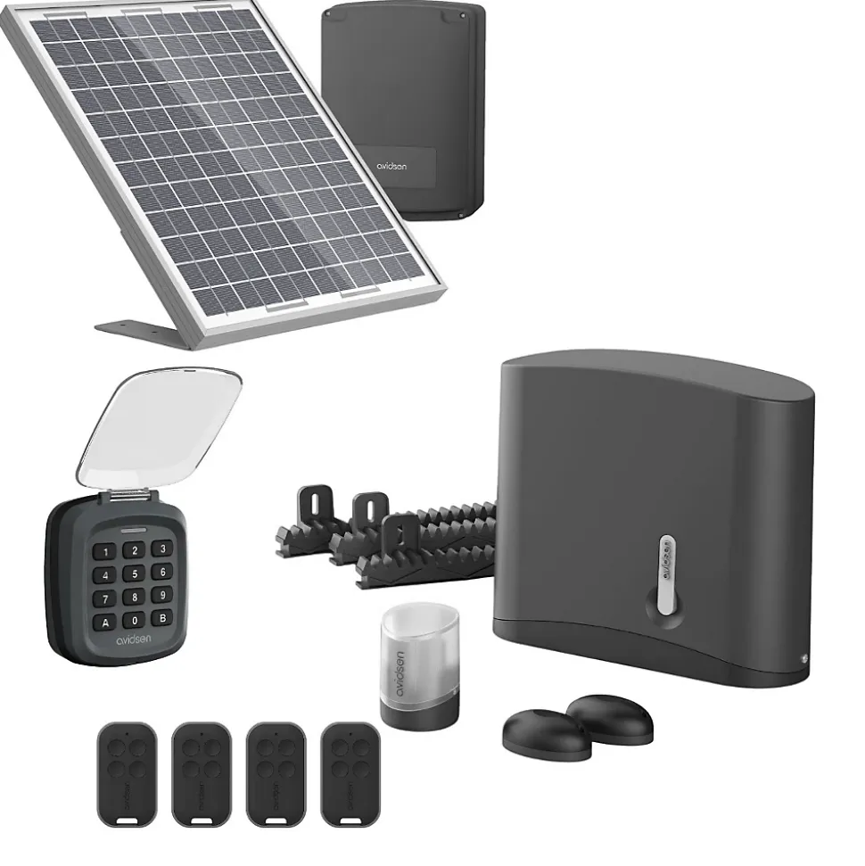 Motorisation solaire avec digicode Avidsen Zenia pour portail coulissant 4 m