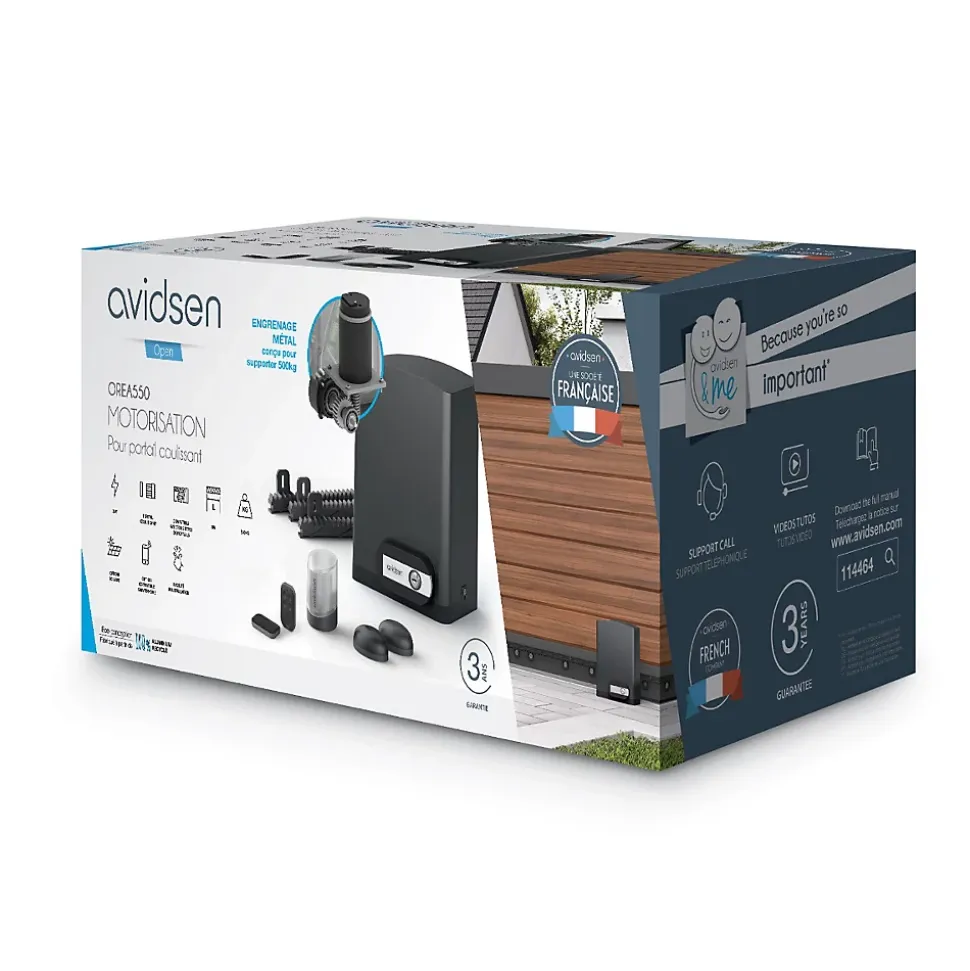 Motorisation solaire Avidsen Orea 550 pour portail coulissant