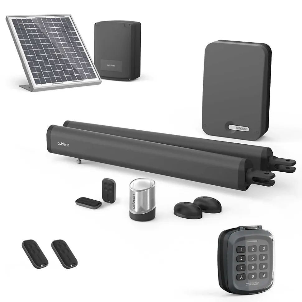 Motorisation solaire pour portail à battants + digicode - Moteur à vérins - Teha 410