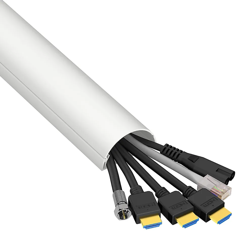 Moulure décorative demi-circulaire D-Line 50x25 mm blanche 1,5 m