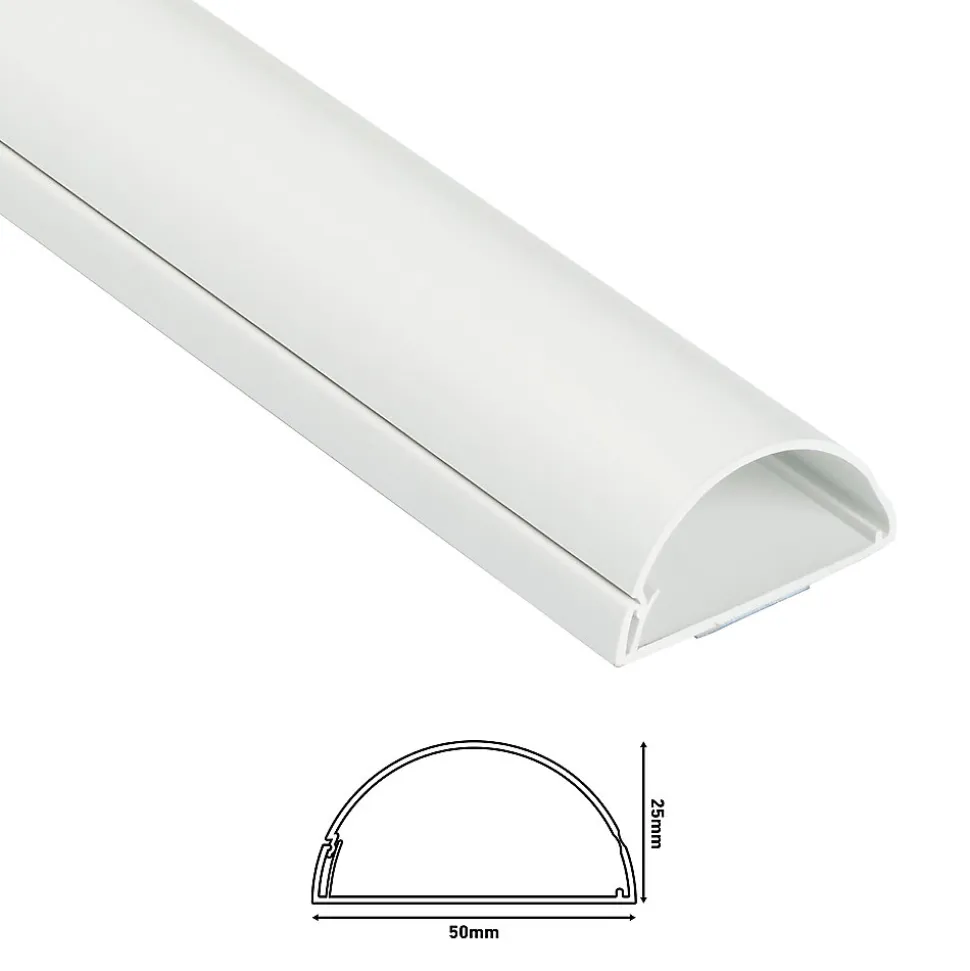 Moulure décorative demi-circulaire D-Line 50x25 mm blanche 1,5 m