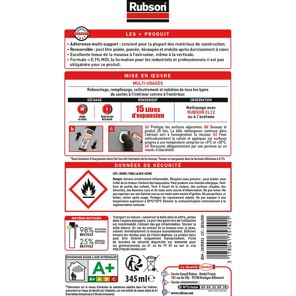 Mousse Expansive Rubson multi-usages 15L
