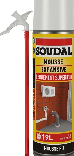 Mousse expansive Soudal jaune rendement supérieur 500ml