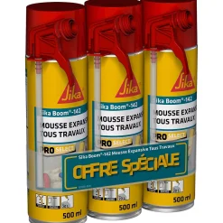 Mousse polyuréthane expansive tous travaux Sika Boom 142 - 500ml vendue par 3 pièces