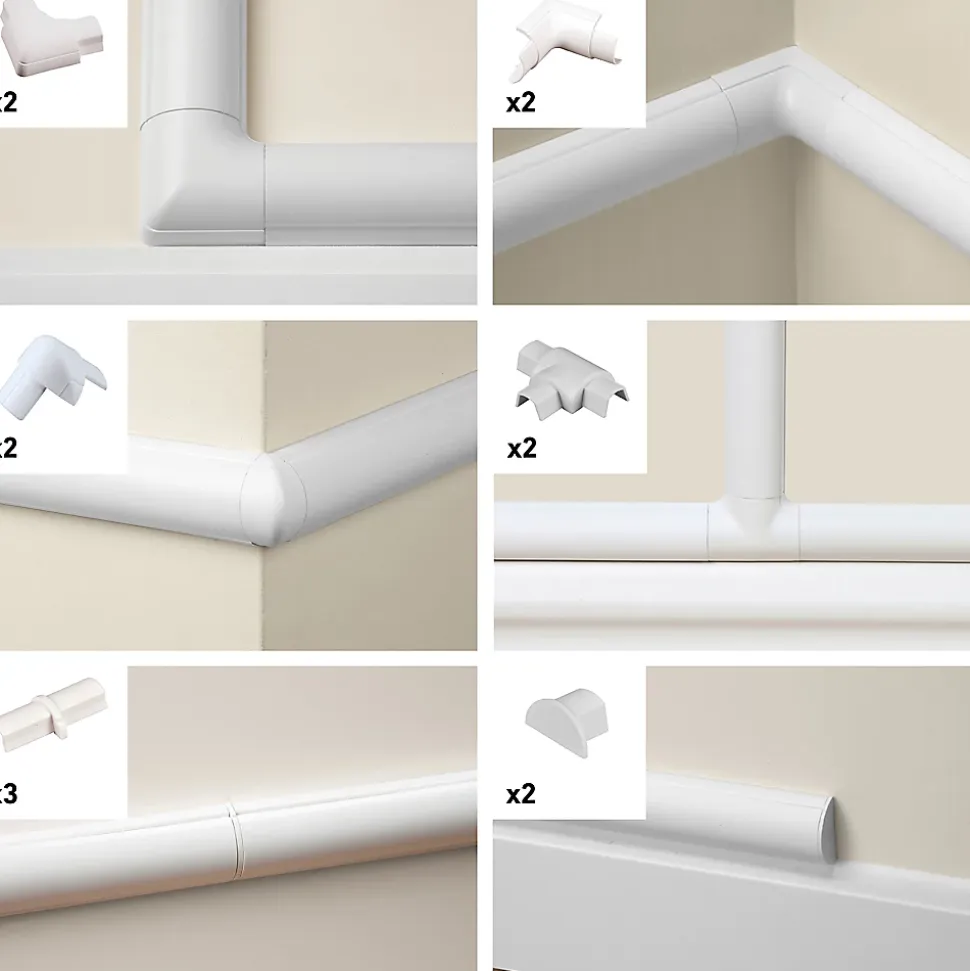 Multi-pack d'accessoires pour goulotte D-Line blanche 16 x 8 mm