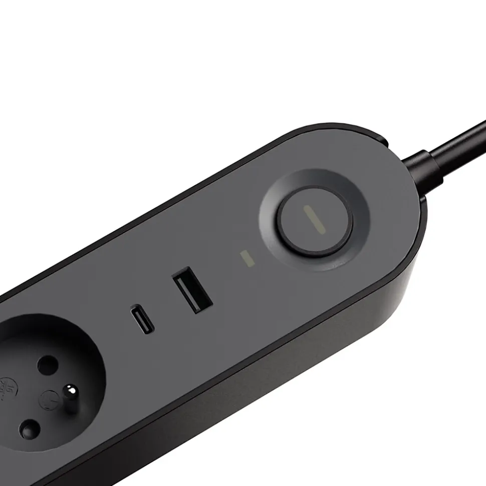 Multiprise 4 prises + 2 USB Jacobsen 1.5 m noire