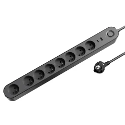 Multiprise 8 prises + 2 USB Jacobsen 1.5 m noir